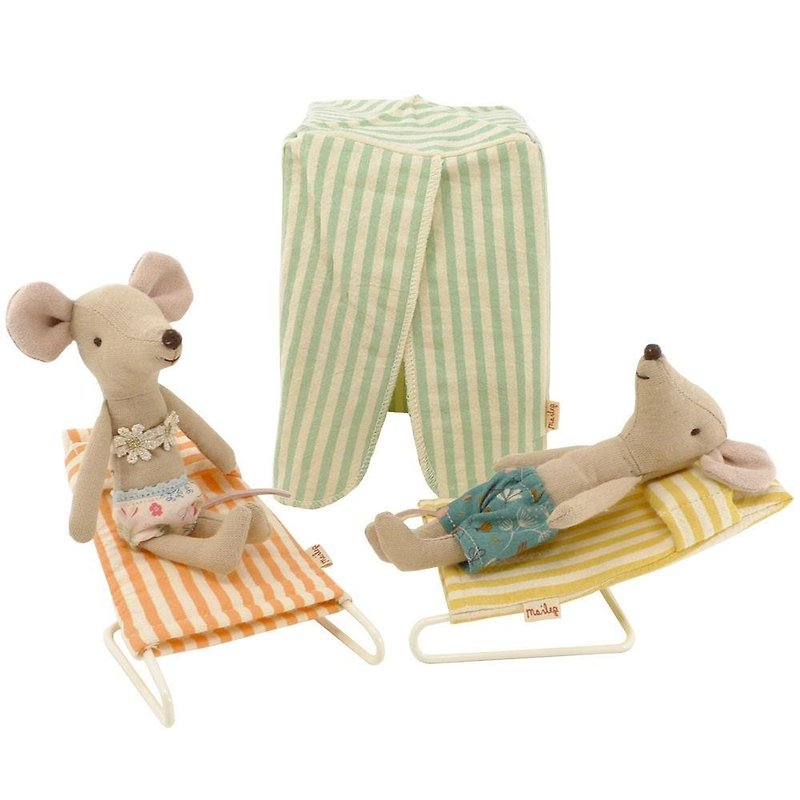 特仕版:海边渡假的小鼠情侣组合 - 玩偶/公仔 - 棉．麻 多色