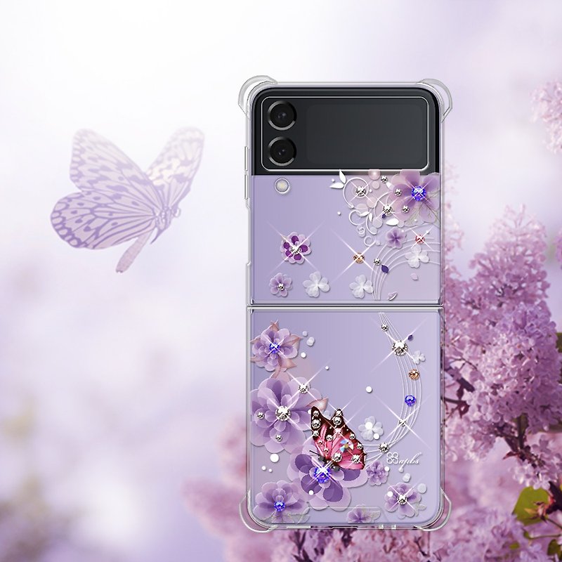 Samsung Z Flip4 5G水晶彩钻四角加厚双料手机壳-迷情蝶恋 - 手机壳/手机套 - 其他材质 多色