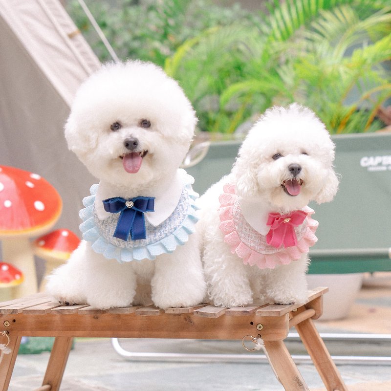 【宠物围兜】小香风爱心情侣款－猫狗领巾 (粉红色) - 衣/帽 - 棉．麻 粉红色