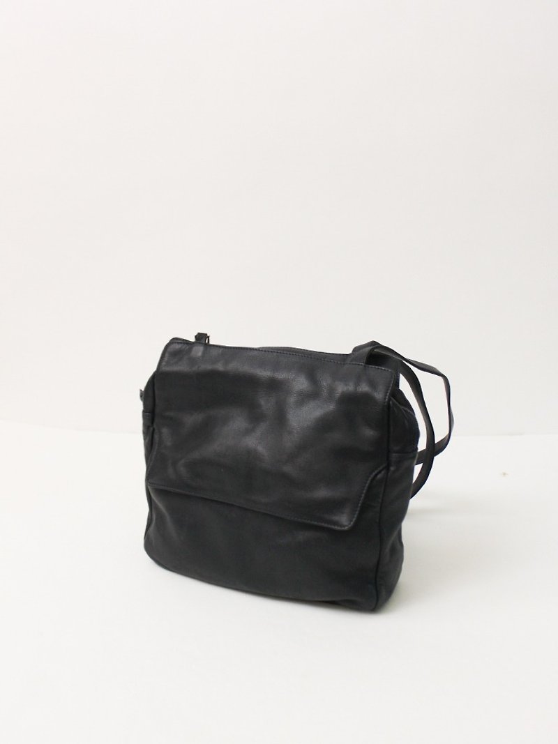 复古真皮大容量简约欧洲黑色侧背包古董包 European Vintage Bag - 侧背包/斜挎包 - 真皮 黑色