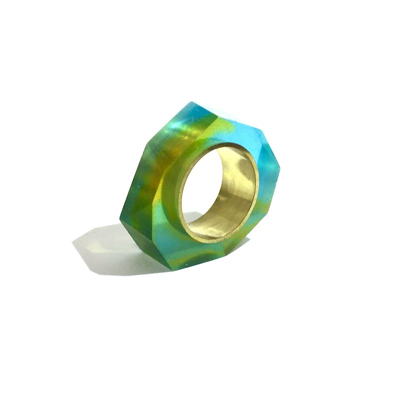 PRISMリング　ゴールド・ブルーグリーン - 戒指 - 其他金属 绿色