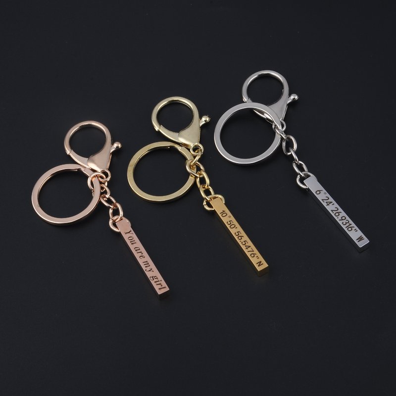 立柱 钥匙扣  情侣纪念日 伴手礼 免费客制 - 钥匙链/钥匙包 - 其他金属 