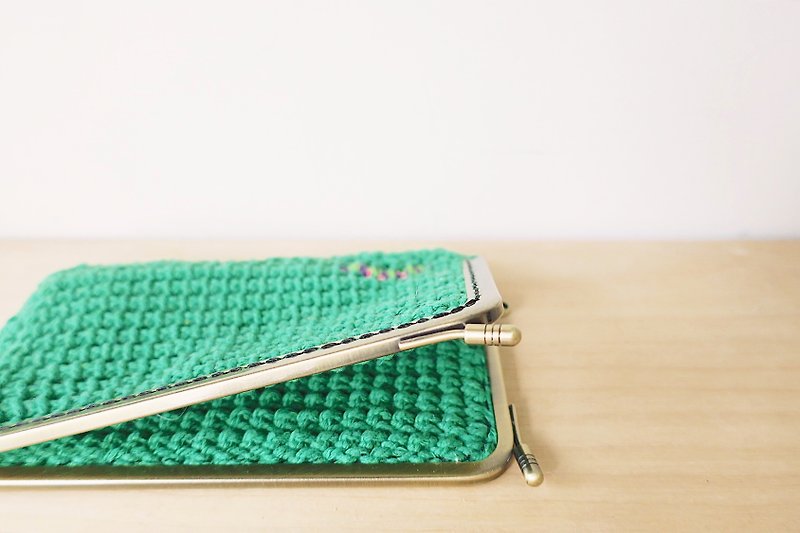 【endorphin】编织棉绳口金中夹 - 皮夹/钱包 - 棉．麻 绿色