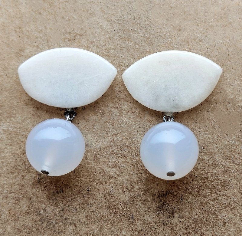 天然石针式耳环 - 耳环/耳夹 - 半宝石 