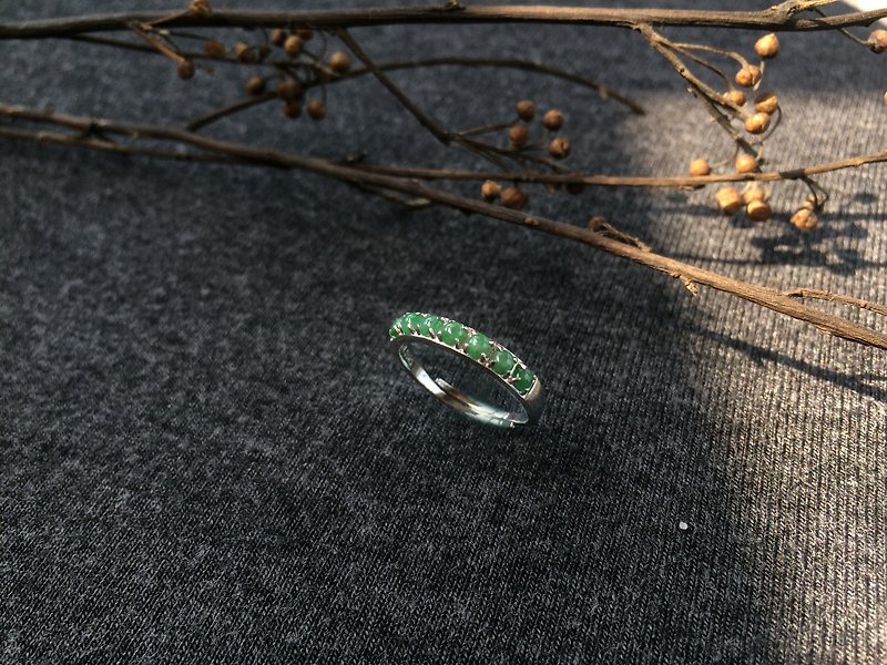 【再次上架】绿野-天然翡翠(缅甸玉)简约款戒指 - 戒指 - 宝石 绿色