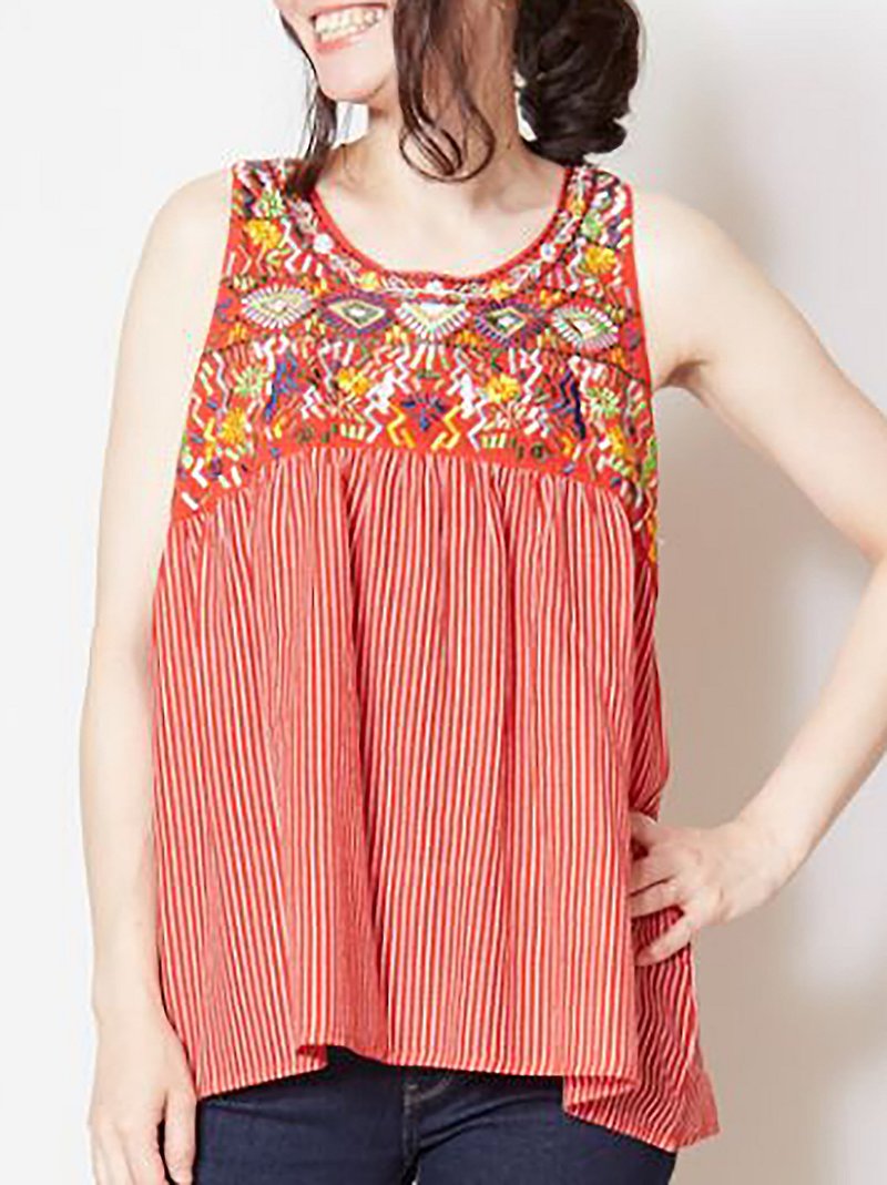 预购中  可爱民族风刺绣无袖上衣 (三色) IAC-8285 - 女装上衣 - 其他材质 多色