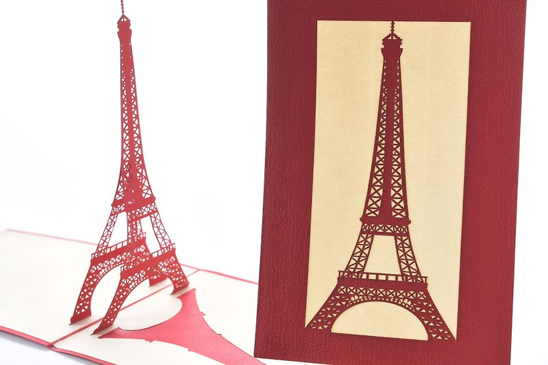 3D手工经典巴黎铁塔立体卡片 - 卡片/明信片 - 纸 红色