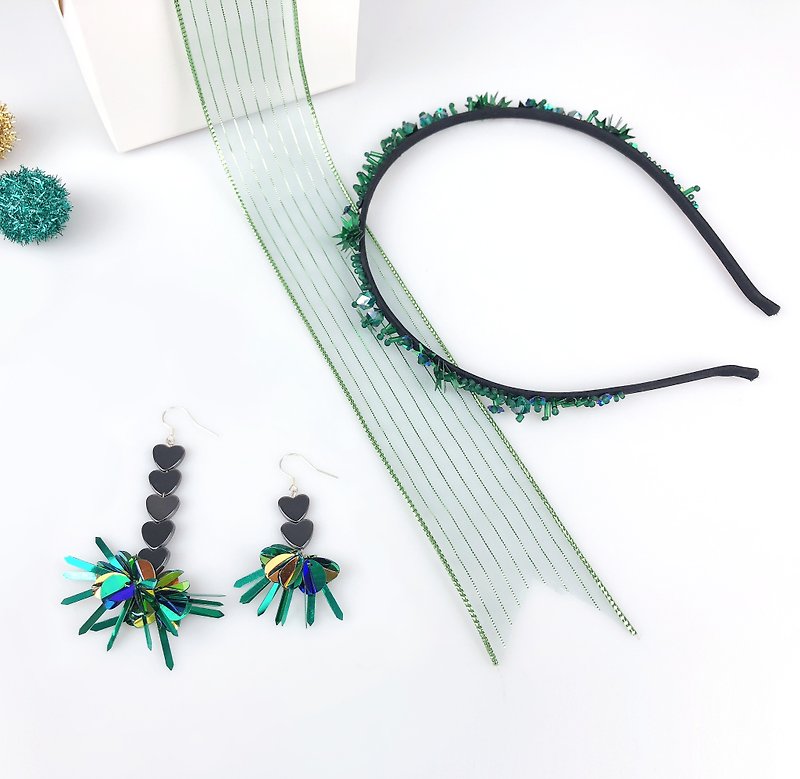 Goody Bag 免運福袋 圣诞 节日组合 髮箍/髮飾 +耳环 - 耳环/耳夹 - 其他材质 绿色