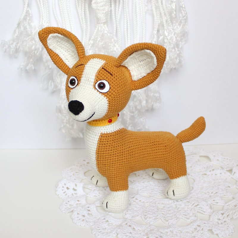 Corgi dog plush Baby shower gift Stuffed amigurumi toy Puppy soft toy - 玩具/玩偶 - 其他材质 咖啡色