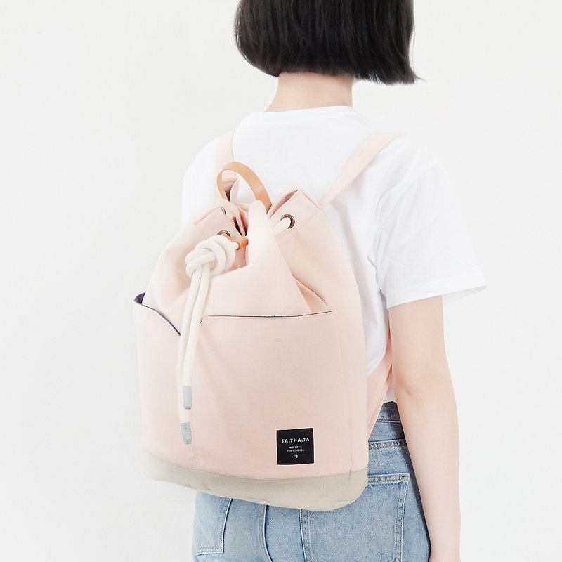 Pink canvas backpack, backpack for school, unisex backpack,travel backpack - 后背包/双肩包 - 棉．麻 粉红色