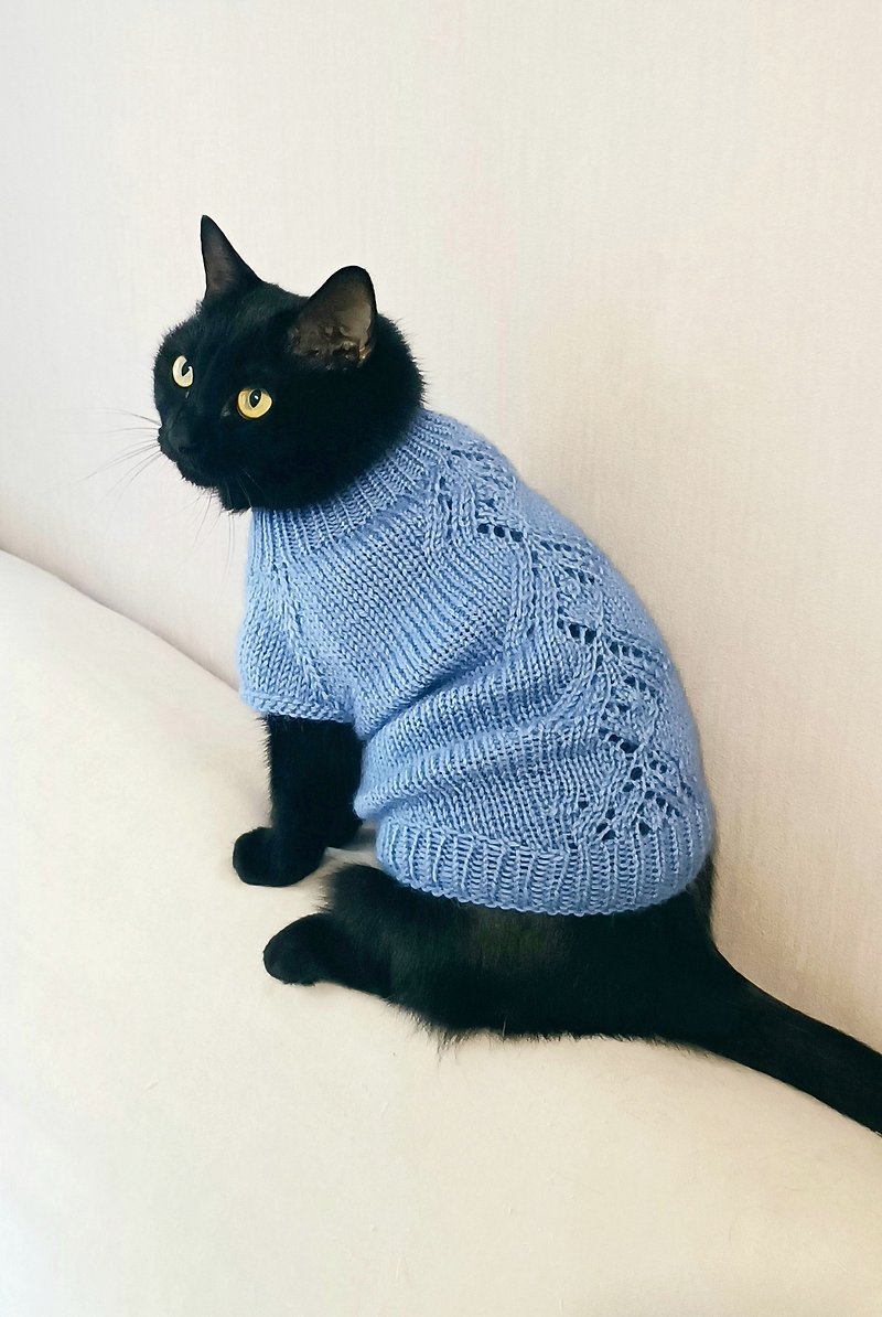 猫针织衣服 羊毛猫毛衣 斯芬克斯猫毛衣 小型狗毛衣 - 衣/帽 - 羊毛 