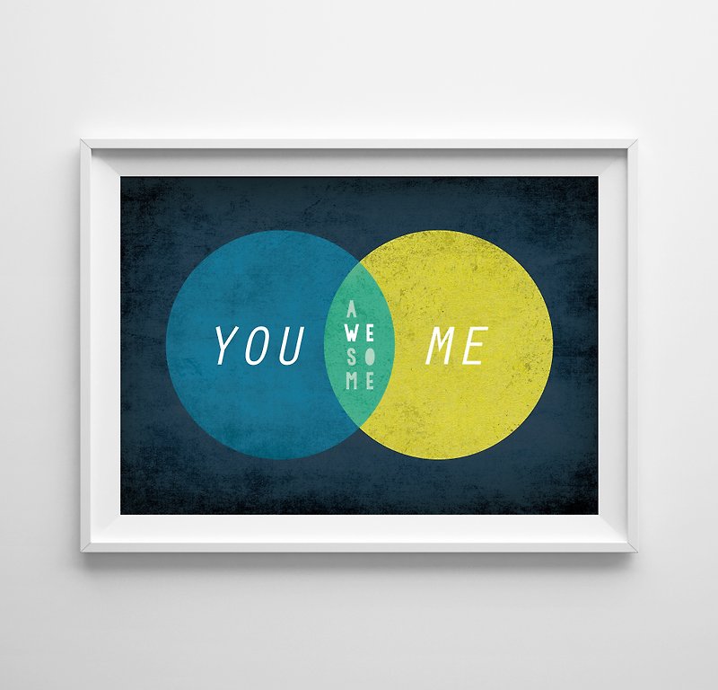 You Plus Me Awesome 可定制化 挂画 海报 - 墙贴/壁贴 - 纸 黄色