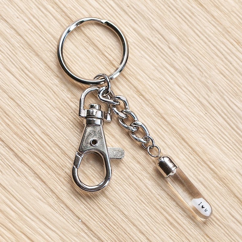 定制化米雕刻字 吊钩锁链钥匙圈 父亲节 交换礼物 送男朋友礼物 - 钥匙链/钥匙包 - 玻璃 银色