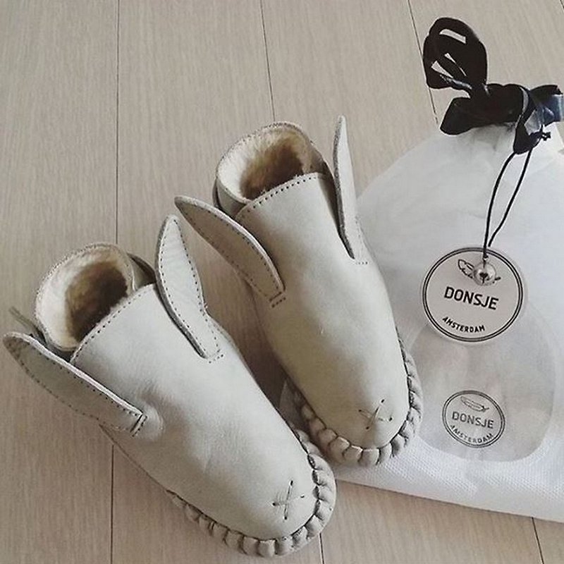 荷兰 Donsje 真皮内刷毛动物造型靴 宝宝鞋 卡奇小兔 517-KL003 - 童装鞋 - 真皮 卡其色