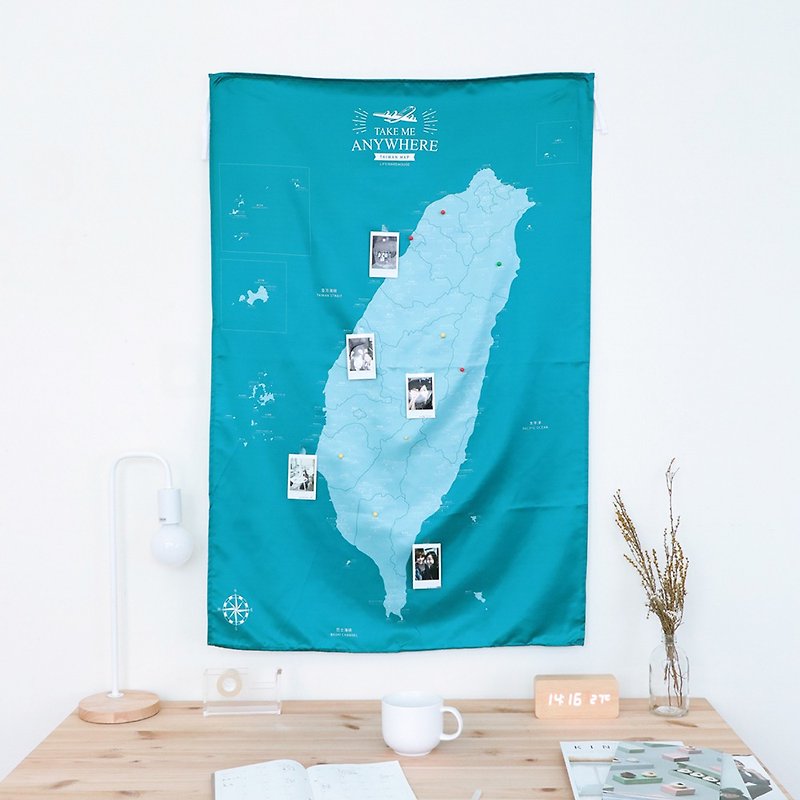 生活订制・台湾地图挂毯 - 海报/装饰画/版画 - 聚酯纤维 蓝色