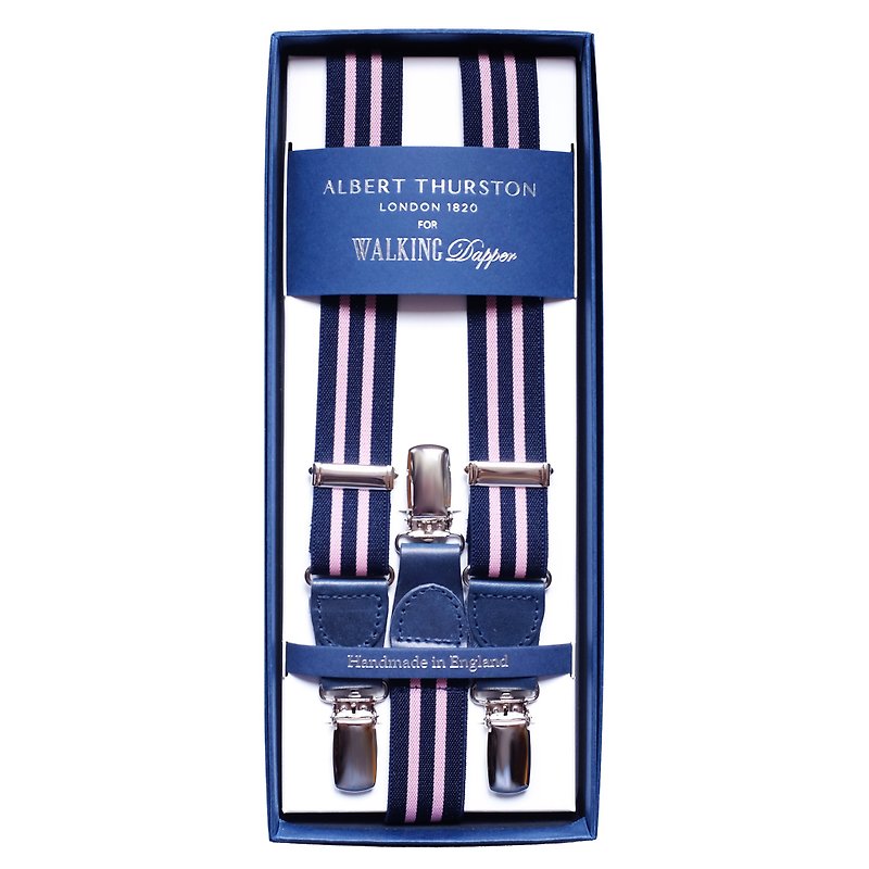 英国制造 Albert Thurston蓝配粉红吊带 绅士 学院风 suspenders - 腰带/皮带 - 真皮 蓝色