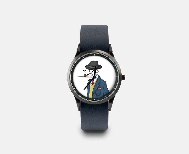 插画X手表-绅士款 - 男表/中性表 - 其他金属 蓝色