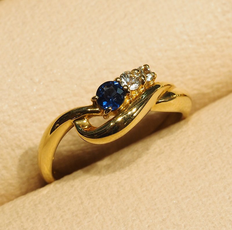 18K金蓝色和白色宝石戒指 18K Gold The Blue and White Sapphire - 戒指 - 贵金属 