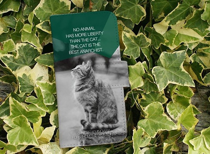 【全機種対応】送料無料【手帳型】ヘミングウェイの猫とは　スマホケース iPhone8/iPhone8 Plus/iPhoneX - 手机壳/手机套 - 真皮 绿色