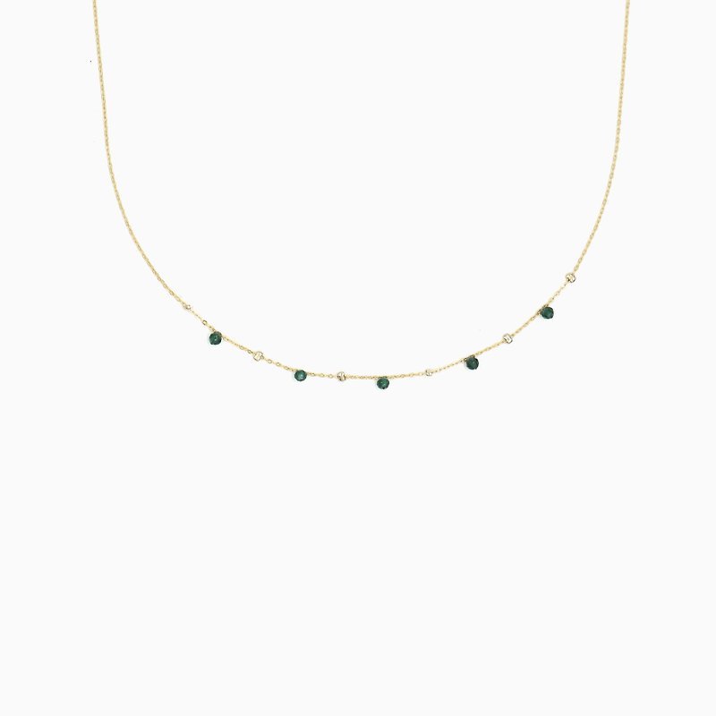 迷你点点祖母绿短项链 Choker - 天然石项链 - 欧美 - 金色短颈链 - 项链 - 铜/黄铜 白色