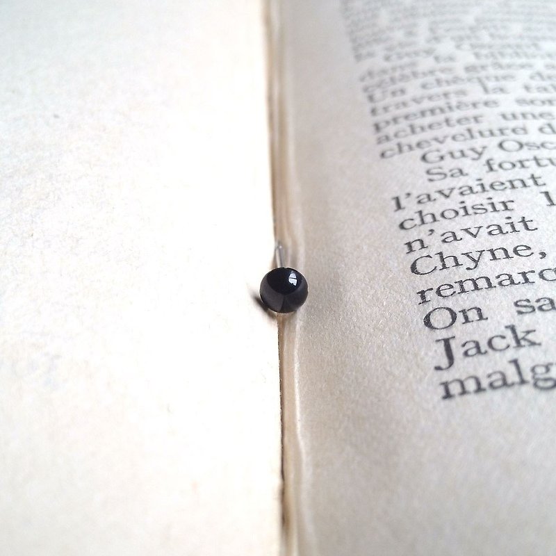 黑玛瑙-小圆形耳环 - 耳环/耳夹 - 宝石 黑色