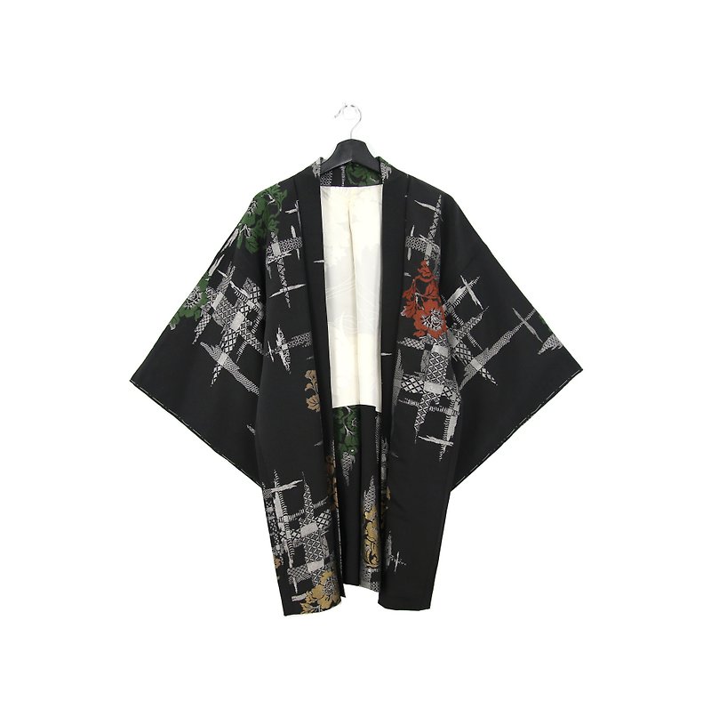 Back to Green-日本带回羽织和服 大面积金葱刺绣/vintage kimono - 女装休闲/机能外套 - 丝．绢 