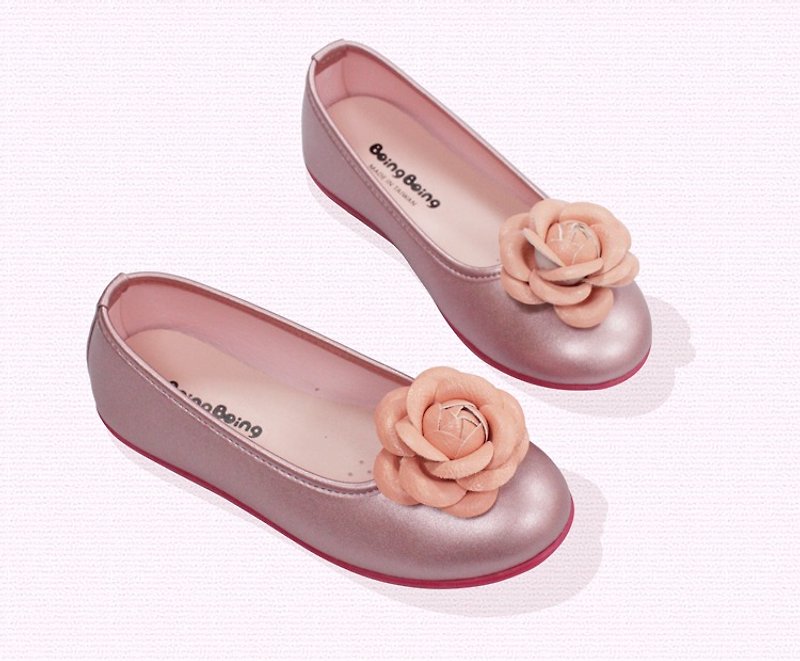 俏丽娃娃鞋 – 时尚公主粉色山茶花 - 童装鞋 - 人造皮革 粉红色