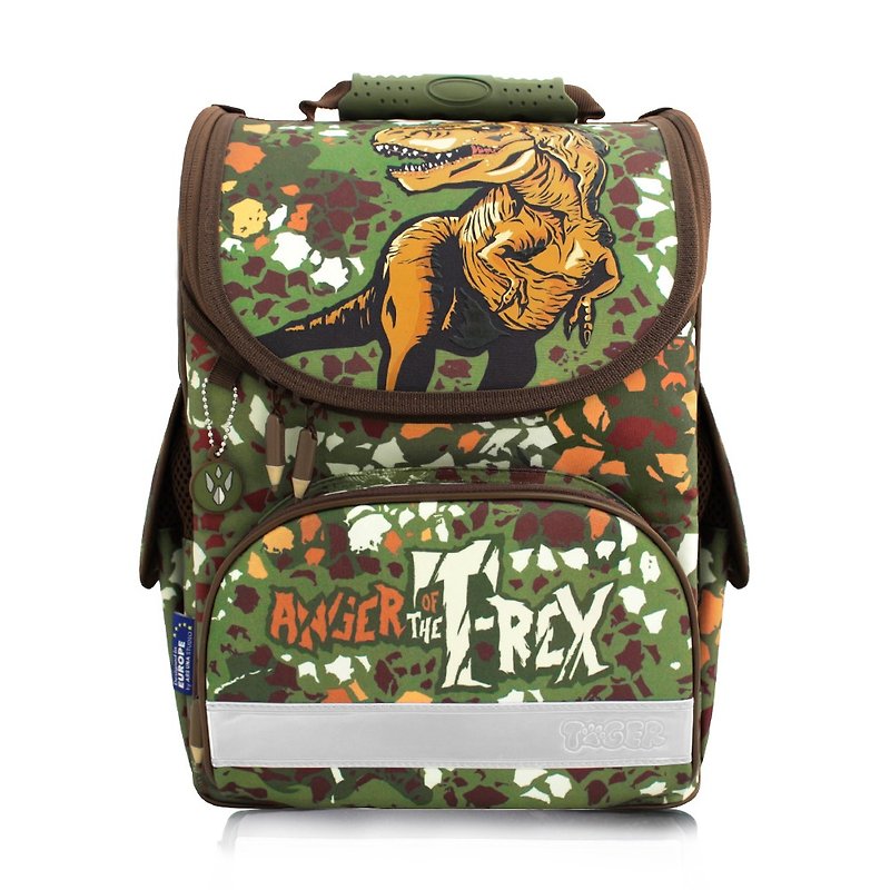 Tiger Family小贵族超轻量护脊书包+文具袋+铅笔盒-迷彩暴龙 - 后背包/双肩包 - 防水材质 绿色