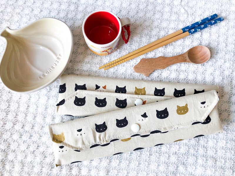 猫咪防水餐具袋 | Cats Waterproof Cutlery Bag - 环保吸管 - 防水材质 