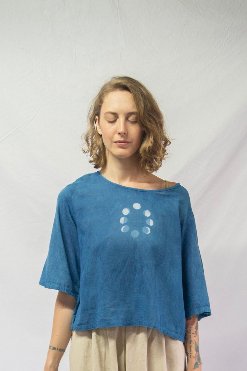 Lunar Shirt | Natural Blue Indigo Color | - 女装上衣 - 棉．麻 蓝色