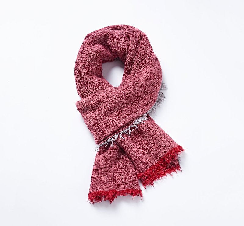 【圣诞优惠】胶原蛋白羊毛围巾披肩 - 宵红 - 围巾/披肩 - 羊毛 红色