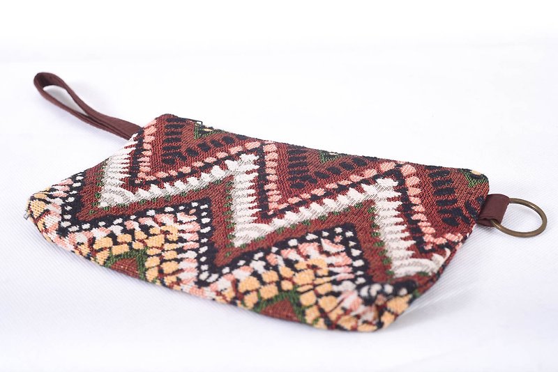 Multi color,aztec style pencil case pouch Dye indigo zipper bag cosmetic pouch c - 化妆包/杂物包 - 棉．麻 咖啡色