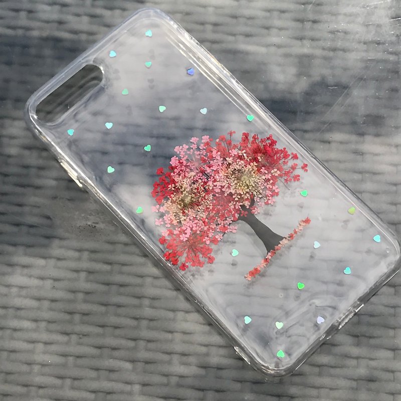 iPhone 7 Plus 手机壳 Handmade Pressed Flowers Case 押花 干燥花 树 红色压花 026 - 手机壳/手机套 - 植物．花 红色