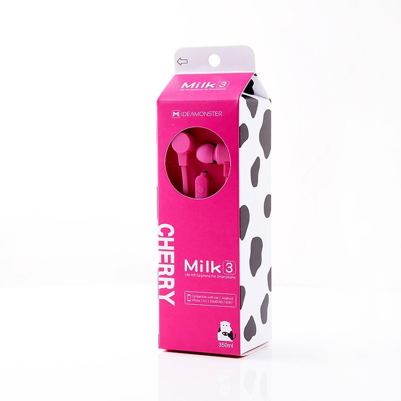 缤纷牛奶线控立体声入耳式耳机-樱桃牛奶 - 耳机 - 塑料 粉红色