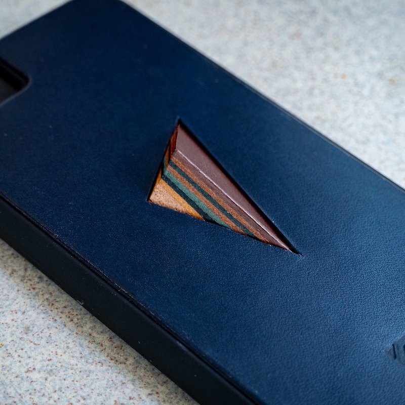 立体三角真皮皮革 iPhone手机壳 手工制作 - 手机壳/手机套 - 真皮 蓝色