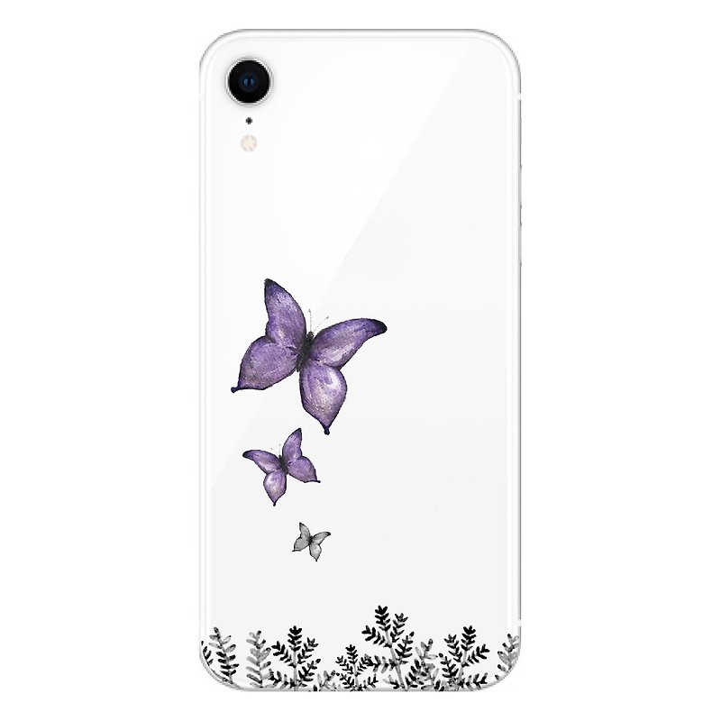 紫蝴蝶 - 手机壳 | TPU Phone case 防摔 空压壳 | 可加字设计 - 手机壳/手机套 - 橡胶 透明