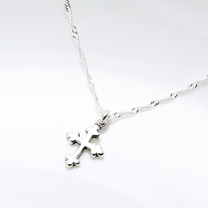 花蕾 十字架 (小) Budded Cross s925 纯银 生日 圣诞 情人节礼物 - 锁骨链 - 纯银 银色