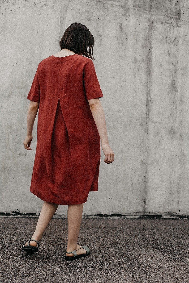 Linen Dress Motumo – 18S16 - 洋装/连衣裙 - 亚麻 