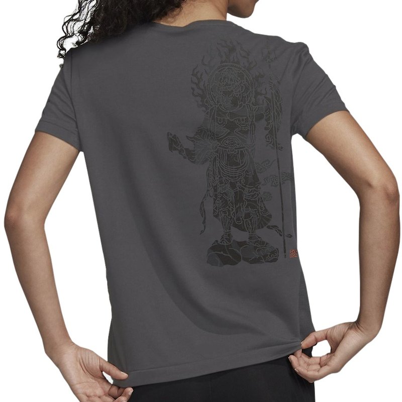 日本製アートTシャツ 仏教Tシャツ 増長天 綿100% ユニセックス グレー - 女装 T 恤 - 棉．麻 灰色