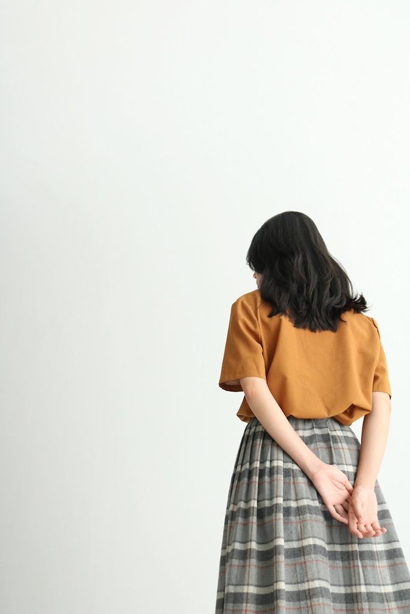 Checkered Skirt {Vintage} 古着灰色格纹羊毛裙 - 裙子 - 羊毛 灰色