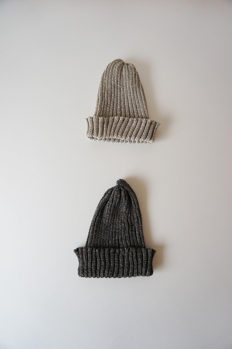 Linen knit cap LADY'S - 女装针织衫/毛衣 - 棉．麻 黑色