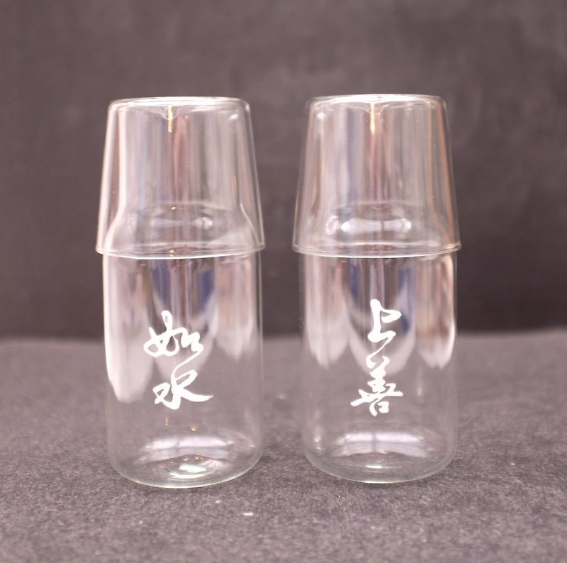 如水 耐热水杯套装 日式玻璃一杯一壶连书法设计 400ml - 杯子 - 玻璃 透明