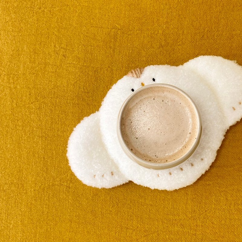猫头鹰甜甜圈形杯垫 - 杯垫 - 羊毛 白色
