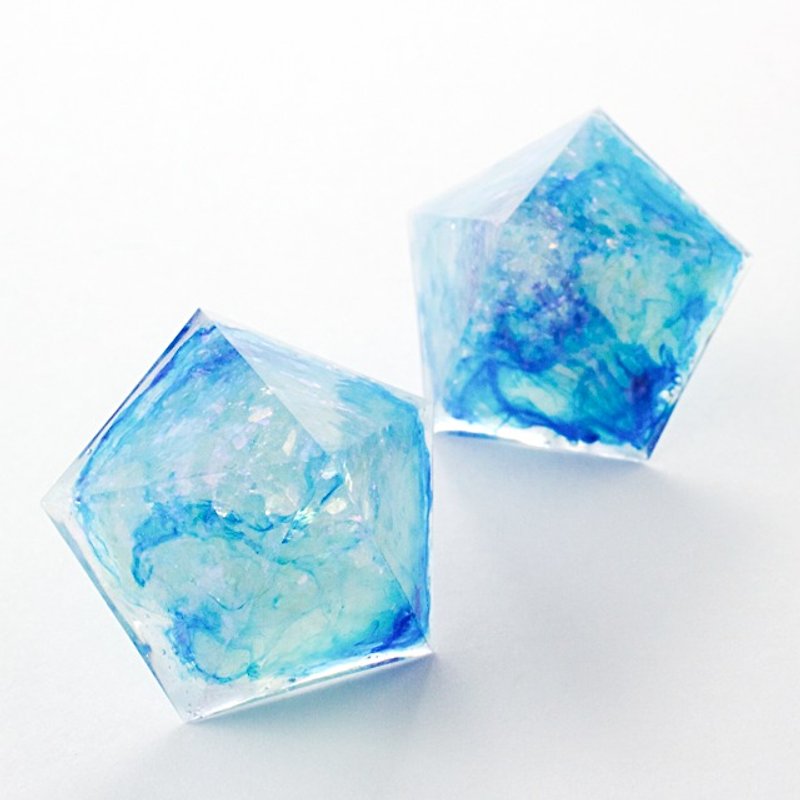 ペンタゴンピアス(フロストフラワー) - 耳环/耳夹 - 其他材质 蓝色
