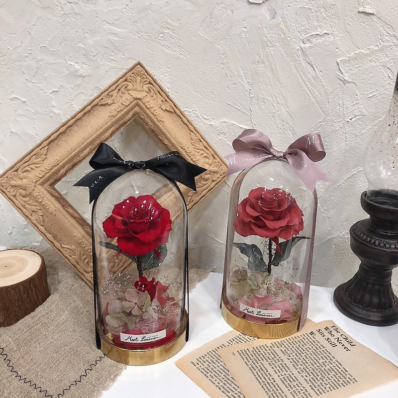 【遇见恒久】真爱魔法永生玫瑰玻璃罩 共4款 附盒 - 干燥花/捧花 - 植物．花 