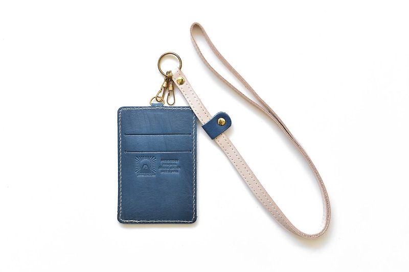 Tochigi Leather Pass Case ID / IC Case Pass / ID case with strap Made in Japan [Navy] JAK045