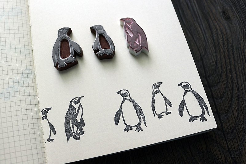 Apu手工章 写实风格可爱企鹅印章组 手帐印章 可单独购买 - 印章/印台 - 橡胶 