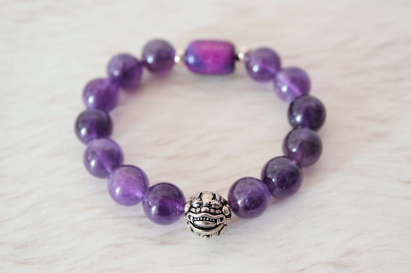 925纯银貔貅  紫水晶手链 - 手链/手环 - 宝石 紫色