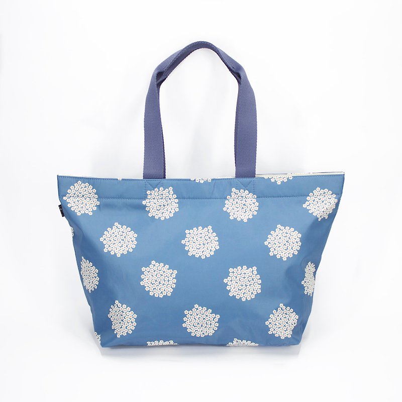 Ra 超轻防水环保花花手提包/购物袋 (蓝色Blossom)