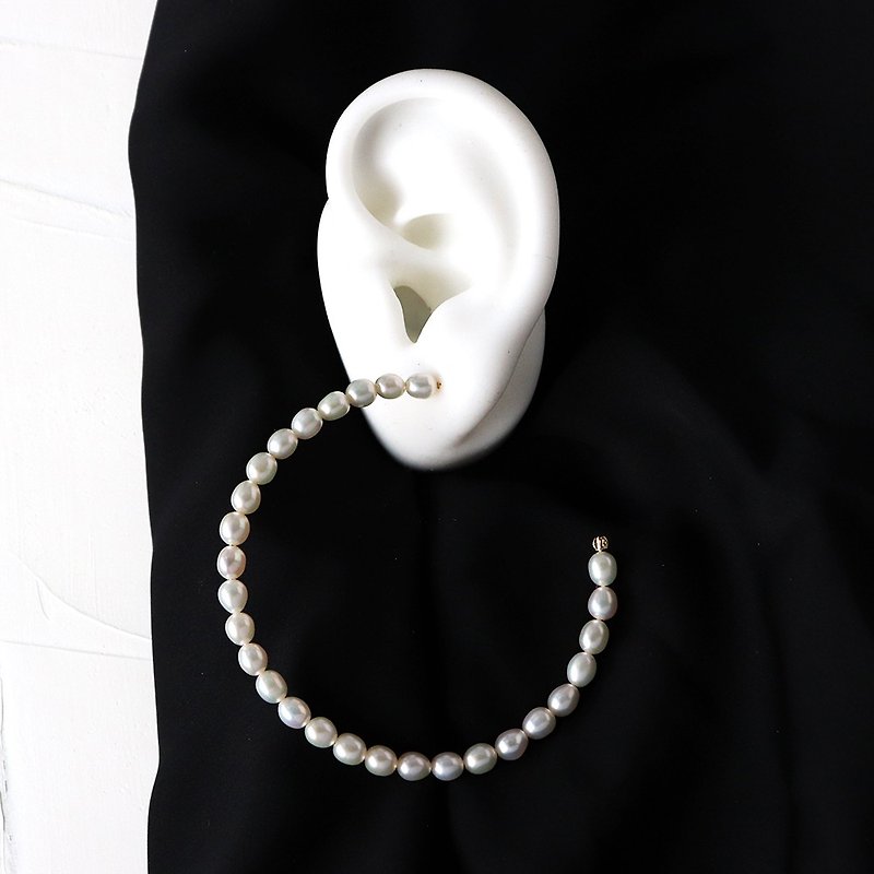 基础点珍珠大环(纯银镀18K金) - 耳环/耳夹 - 珍珠 金色